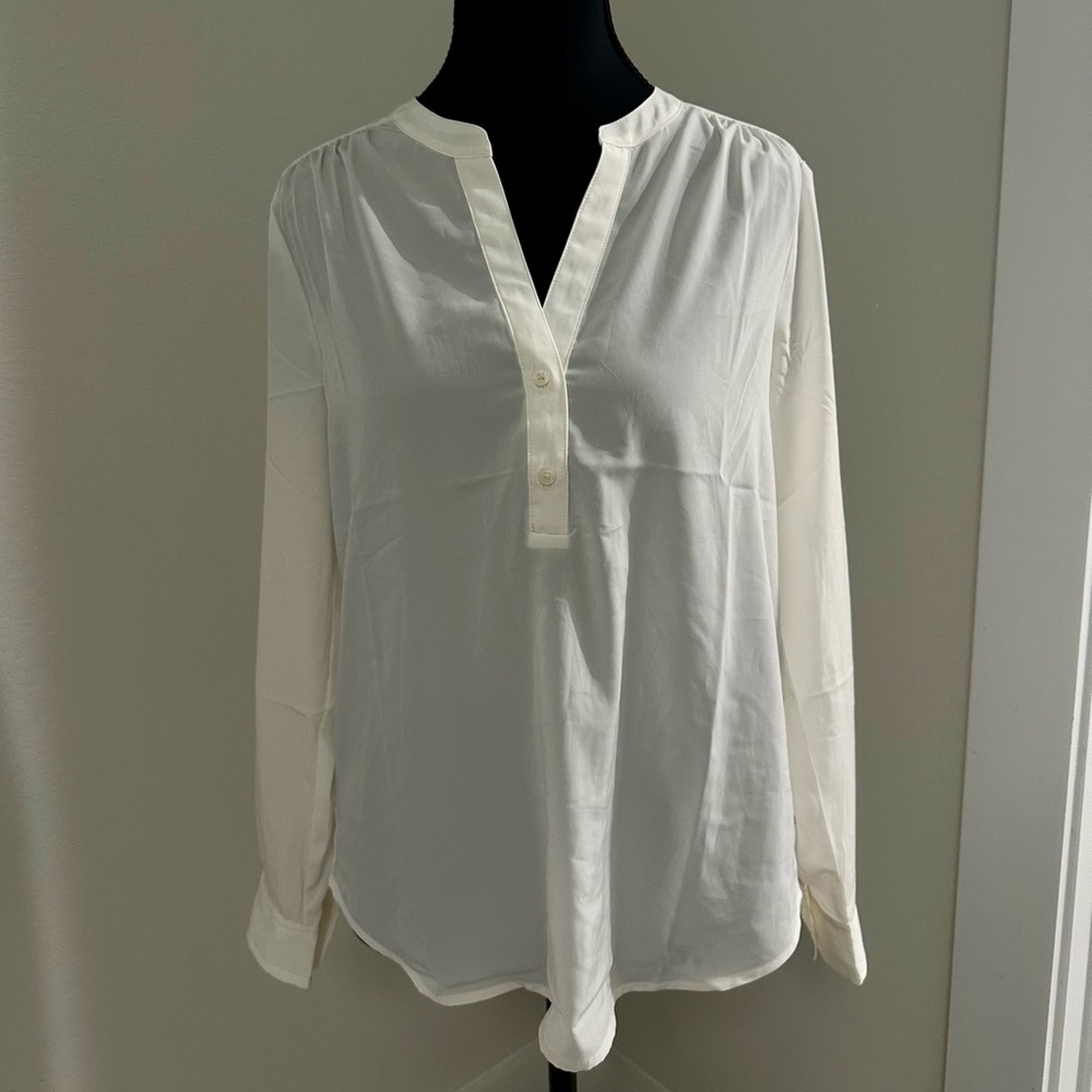 J. Crew Cream Button-Front Blouse